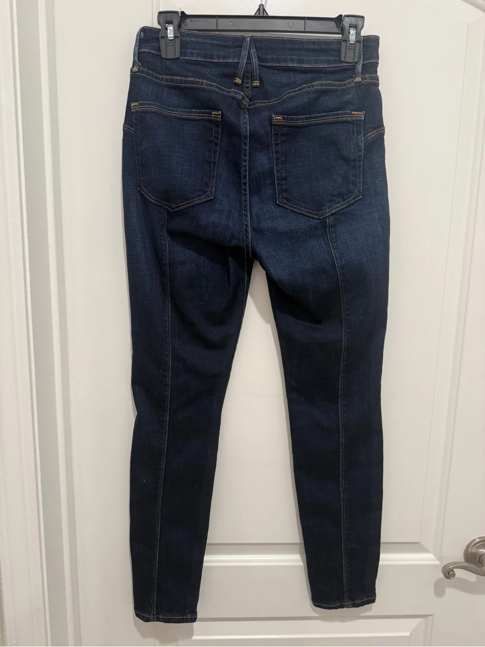 Good American Good Legs Dark Blue Skinny Cropped Jeans with Slit at Ankle size 6